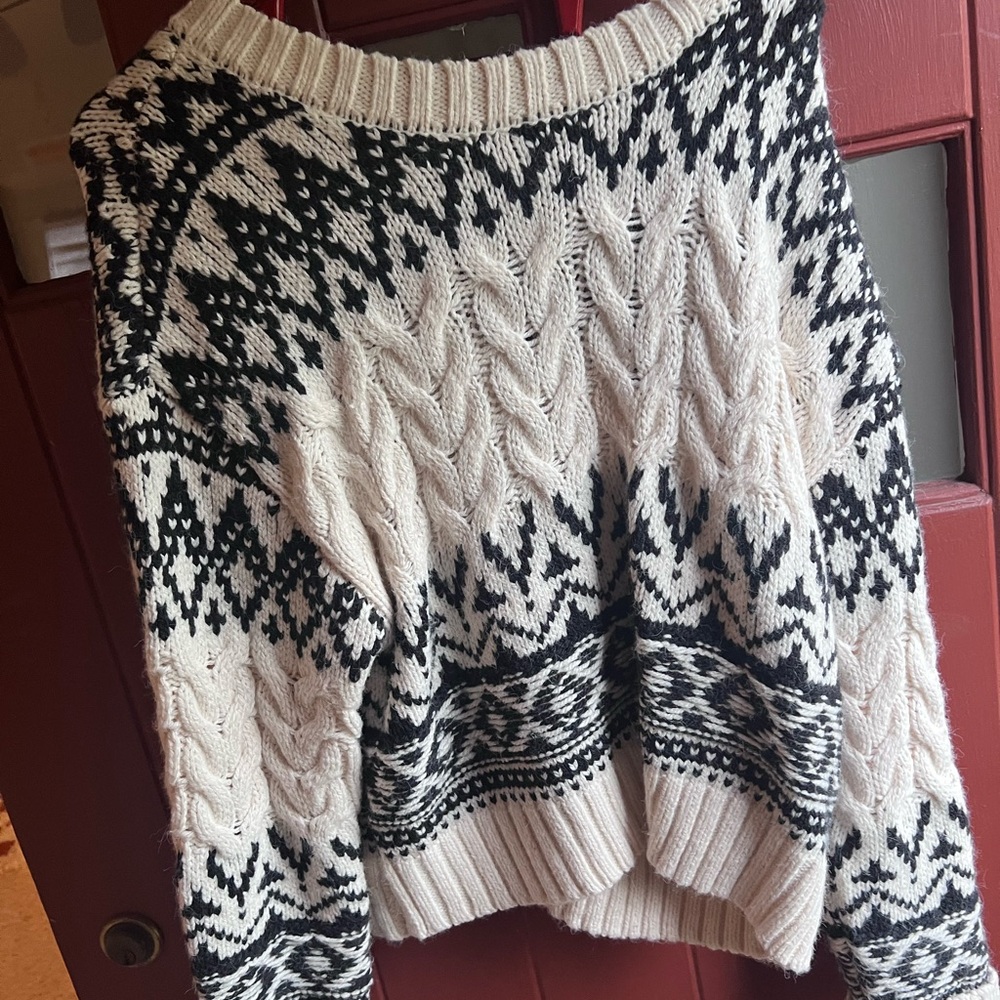 Z Supply Black and Cream Patterned Sweater